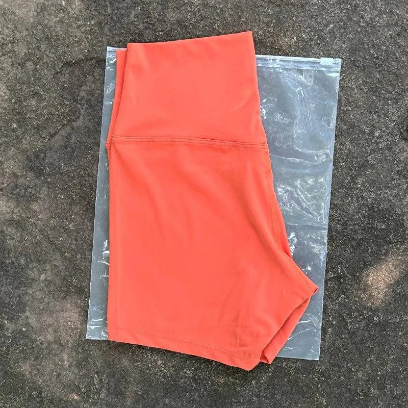 High waist LYNHURD! women's sports shorts in slim fit, ideal for yoga, running, and gym workouts.