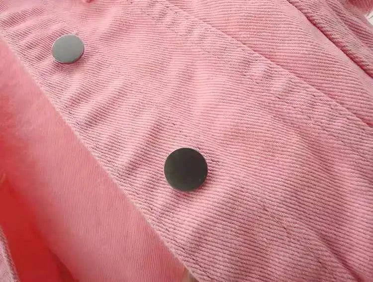 Pink denim jacket by LYNHURD, featuring a loose fit and casual style, perfect for spring and autumn outerwear.
