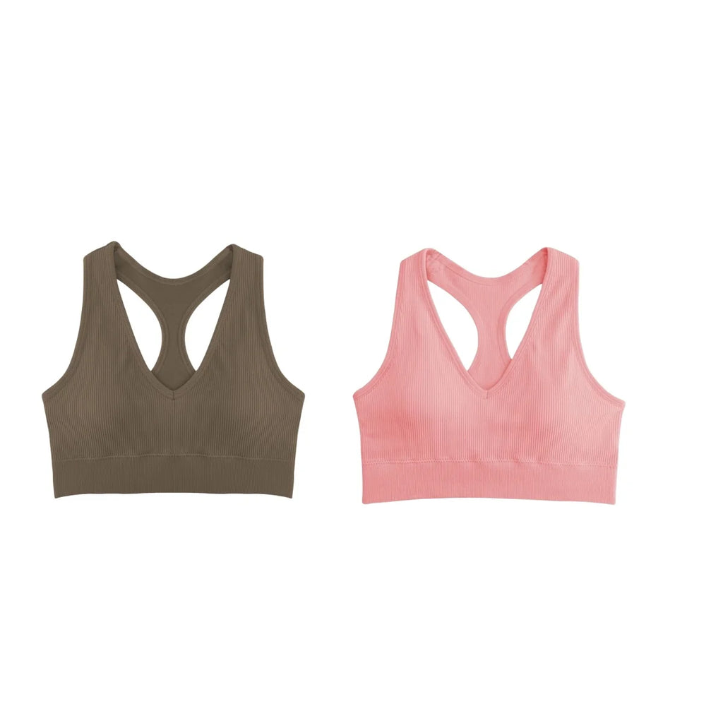 2Pcs/Set Seamless Bras For Women Sports Padded Seamless Underwear Y-Shaped Back Wireless Bra Breathable Lingerie