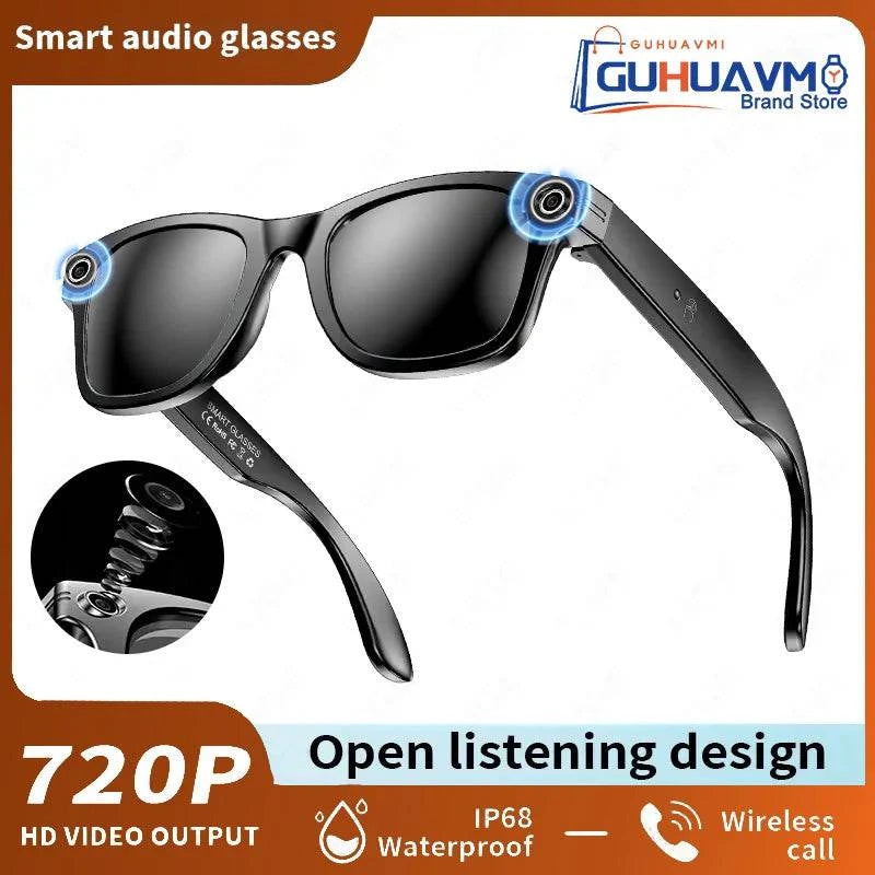 LYNHURD smart glasses featuring Bluetooth, camera, AI photo recognition, and translation capabilities for men and women.