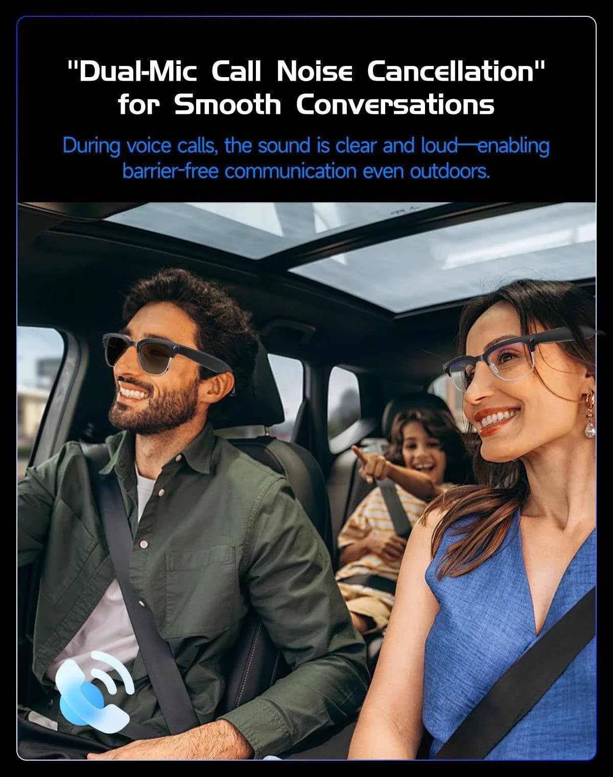 LYNHURD AI Smart Translation Glasses with 8MP HD camera, optical stabilization, and dual microphones for clear audio.