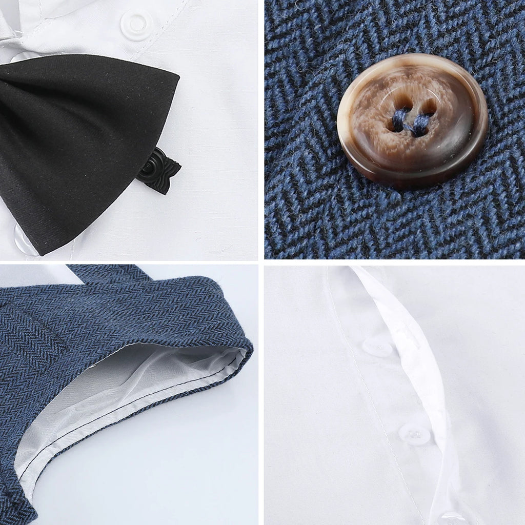 Baby Boy Clothes Toddler Wedding Suit Set Kids Birthday Party Outfit Gemtleman Formal Short Sleeve Cotton Clothing Set 3PCS