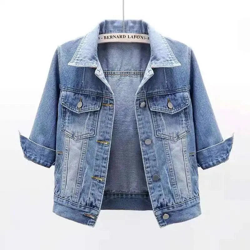 Pink women's denim jacket by LYNHURD, featuring a loose fit and casual style, perfect for spring and autumn wear.