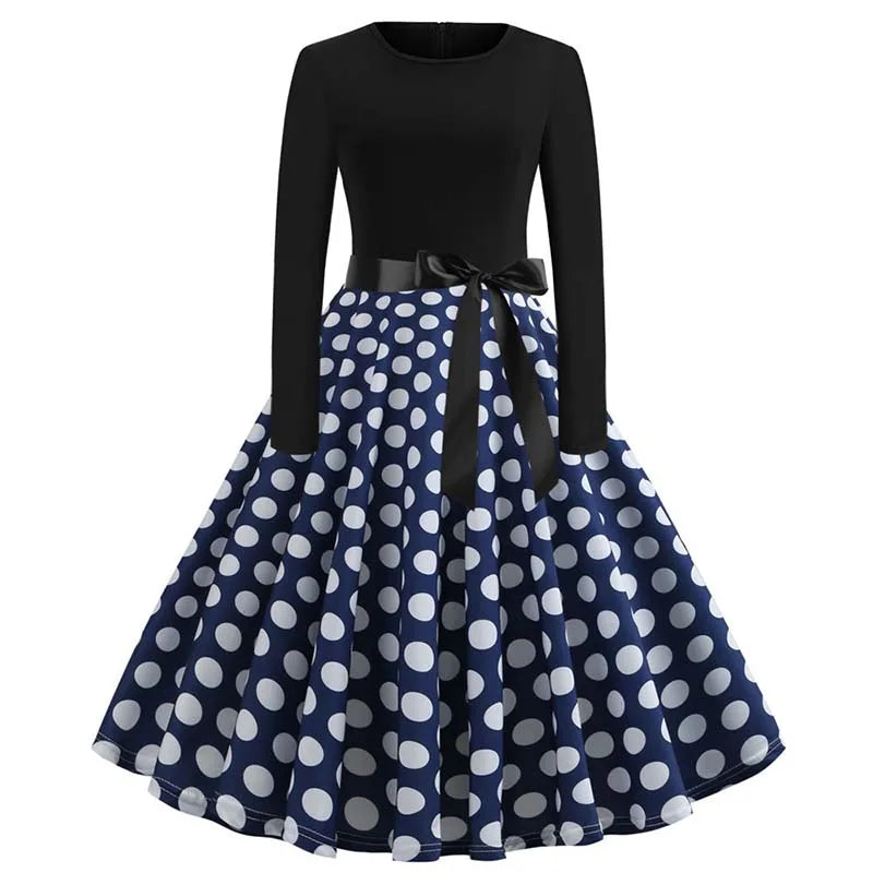 Women's Santa Claus Printed Christmas Costume Dress Long Sleeve Holiday Xmas Fancy Party Gown for Ladies