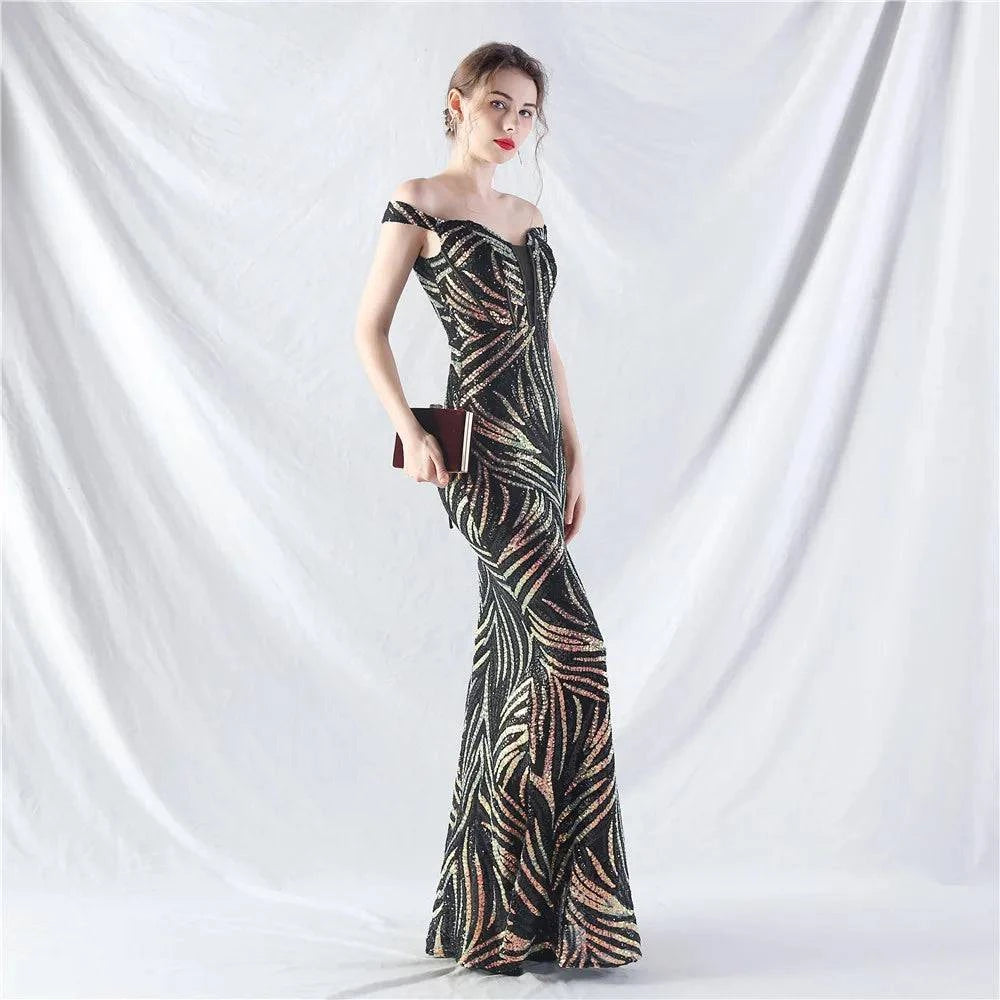 Elegant LYNHURD ball gown evening dress in flowing fabric, perfect for formal occasions and special events.