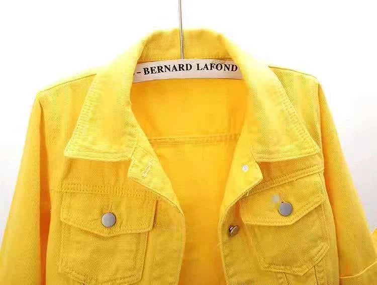 LYNHURD women's pink denim jacket, short casual coat with loose fit, perfect for spring and autumn wear.