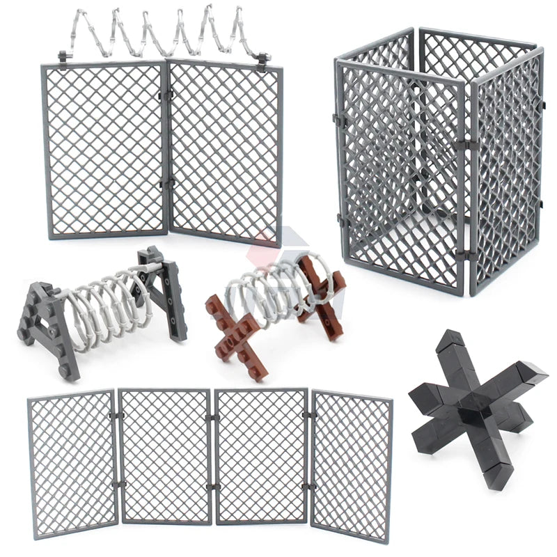 WW2 Military Base Soldiers Army Figures Weapon Accessories Building Block Guns Barbed Wire Sandbags PUBG Sence Series MOC Bricks