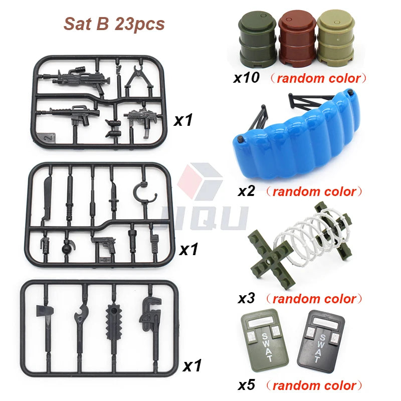 WW2 Military Base Soldiers Army Figures Weapon Accessories Building Block Guns Barbed Wire Sandbags PUBG Sence Series MOC Bricks