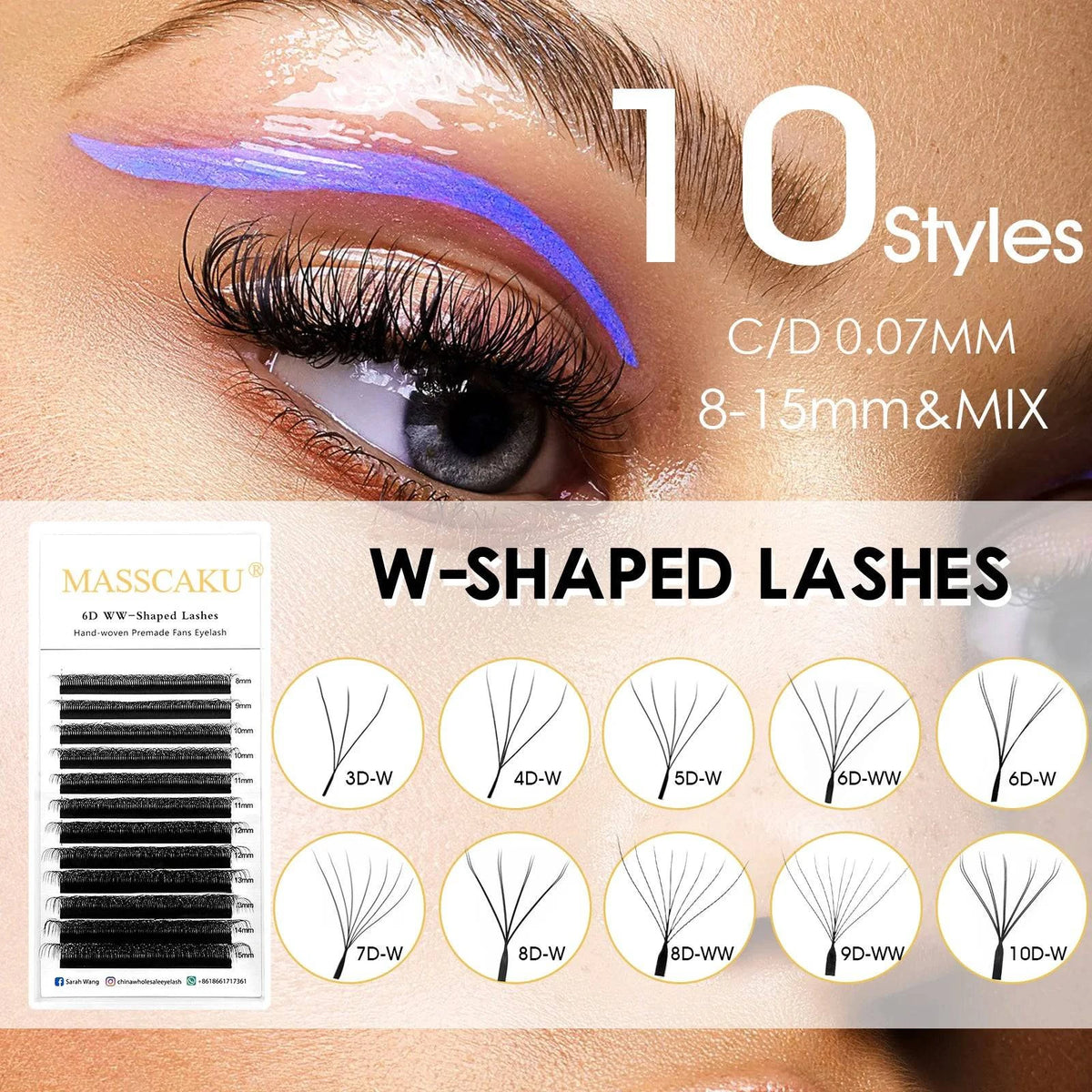 LYNHURD! W shaped premade fans eyelashes extensions in various dimensions, showcasing soft and lightweight individual lashes.