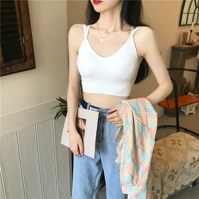 Women Push Up Bras Solid Color Crop Top Seamless Underwear Female Sexy Lingerie Padded Sport Fitness Bra