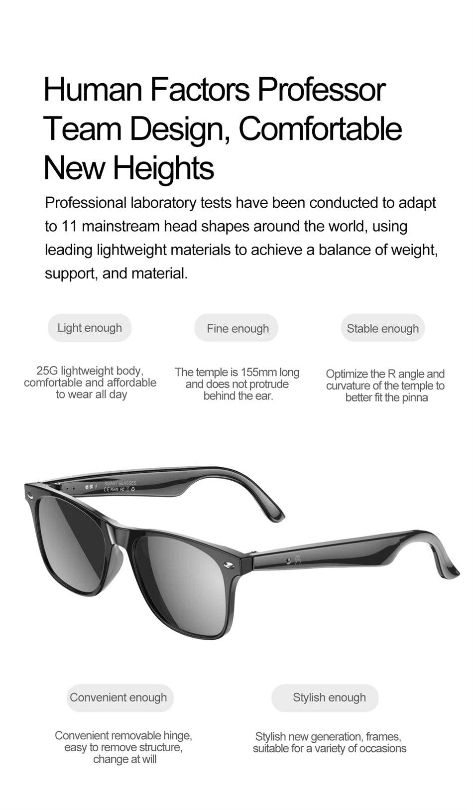 LYNHURD smart glasses for men with anti-blue lens, voice assistant, and intelligent translation features.