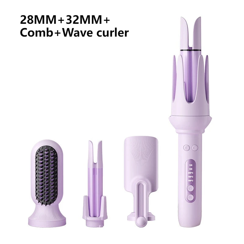 Automatic Curling Iron 4 in 1 Hair Styler 32MM Curling Wand with Negative Ion Auto Rotating Hair Curler for Waves Straightening