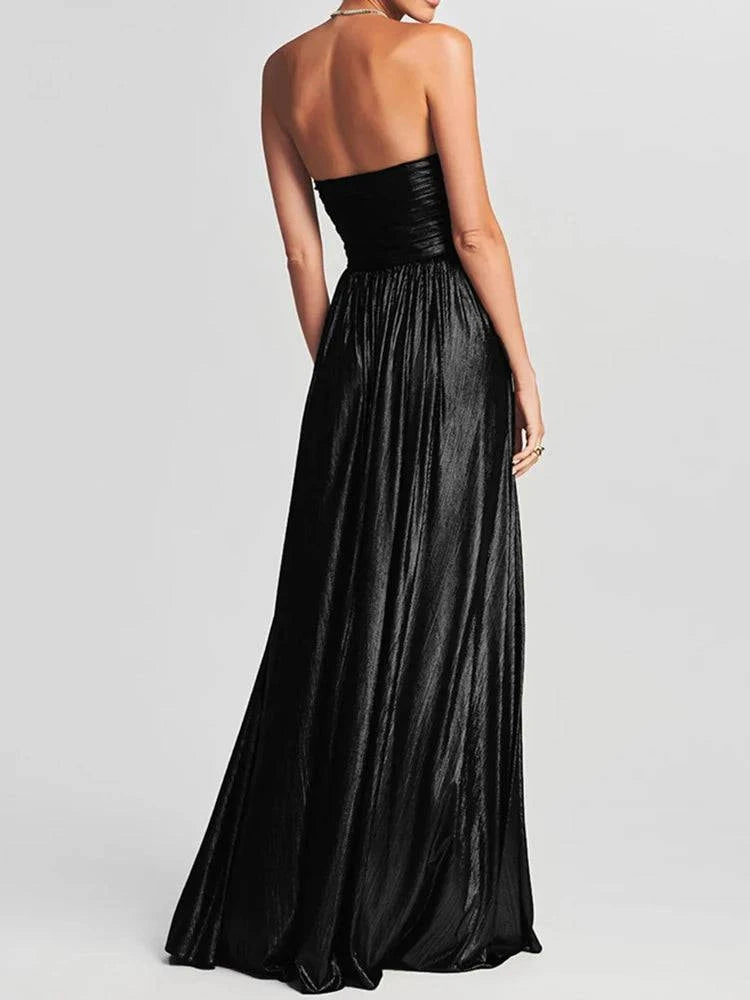 LYNHURD sleeveless maxi dress with high slit, ideal for spring and summer, featuring an elegant, casual design for office or parties.