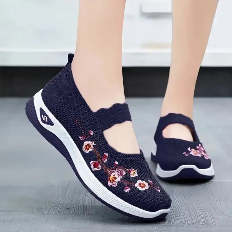 Women's Shoes 2025 Summer Casual Sneakers Breathable Embroidered Chunky Sole Affordable Free Shipping