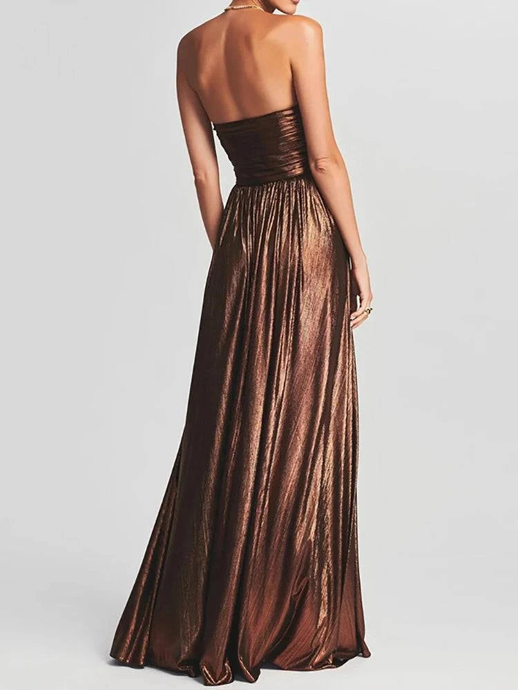 Women’s LYNHURD sleeveless maxi dress with high slit, perfect for spring summer casual or elegant party occasions.