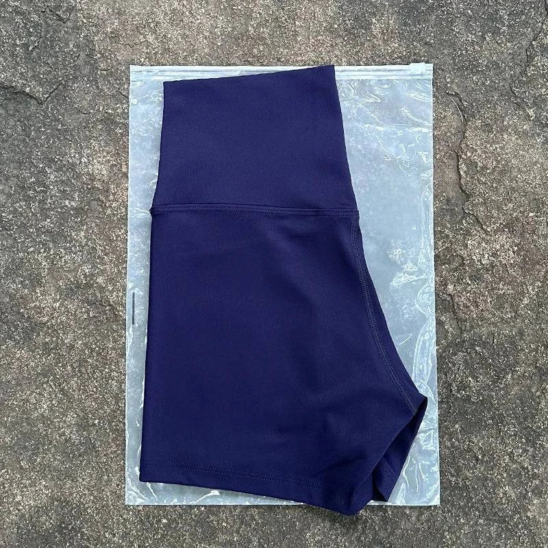 High waist women's yoga shorts by LYNHURD, featuring a slim fit and elastic fabric for gym and running activities.