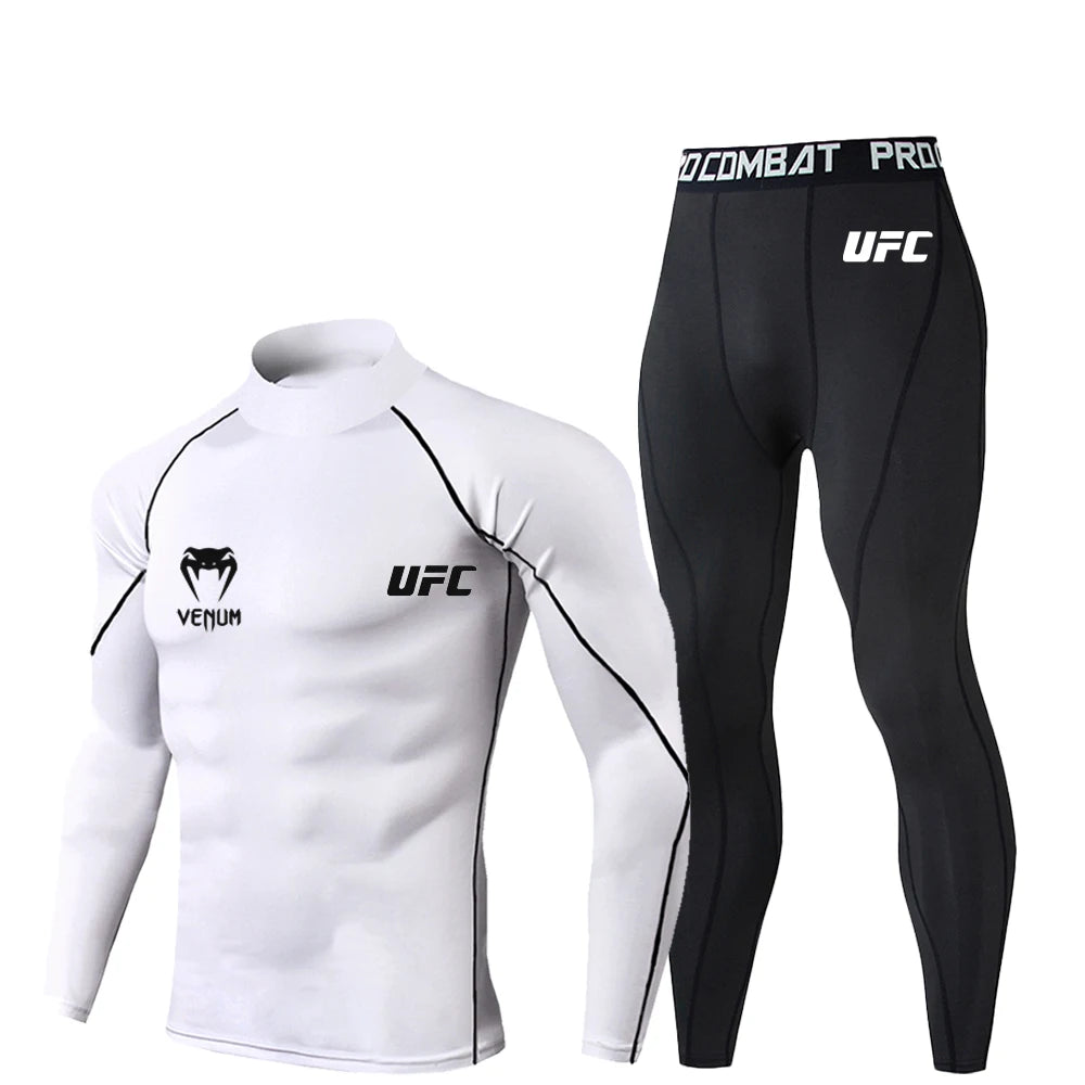 2025UFC Long Sleeved+long Pants Sports Pants Sun Protection Clothing Men's Cutdoor Running Fitness Training T-shirt Pants