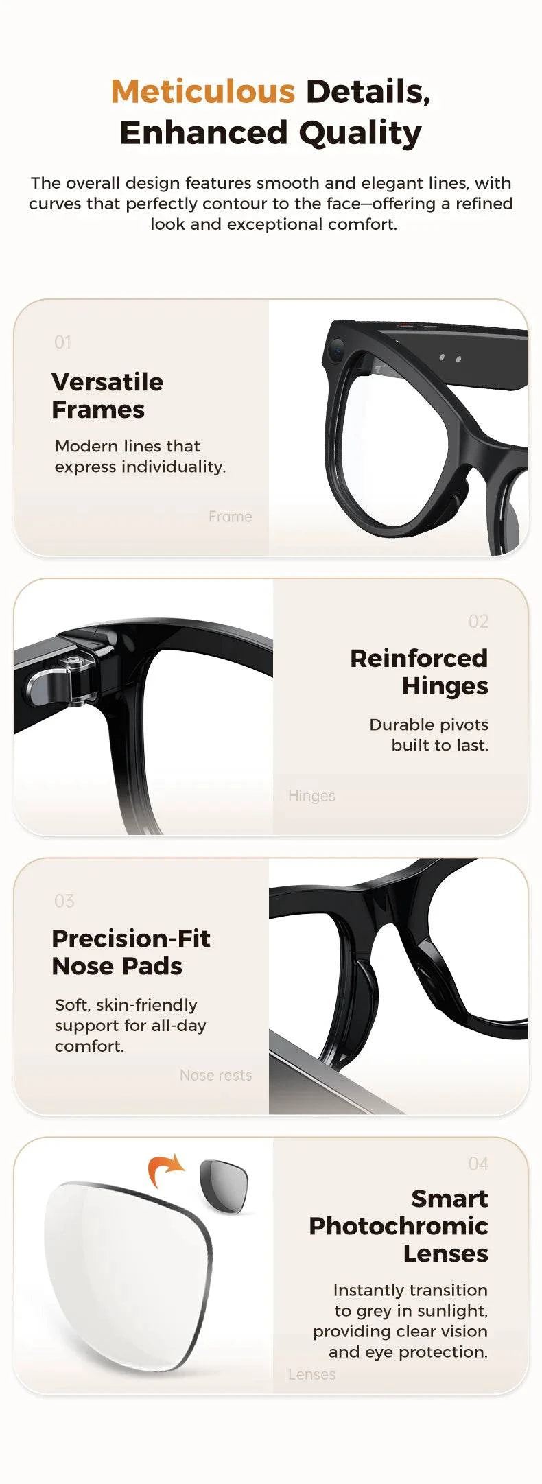 LYNHURD 4K AI smart camera sunglasses with voice control, Bluetooth, and HD1080P shooting feature.