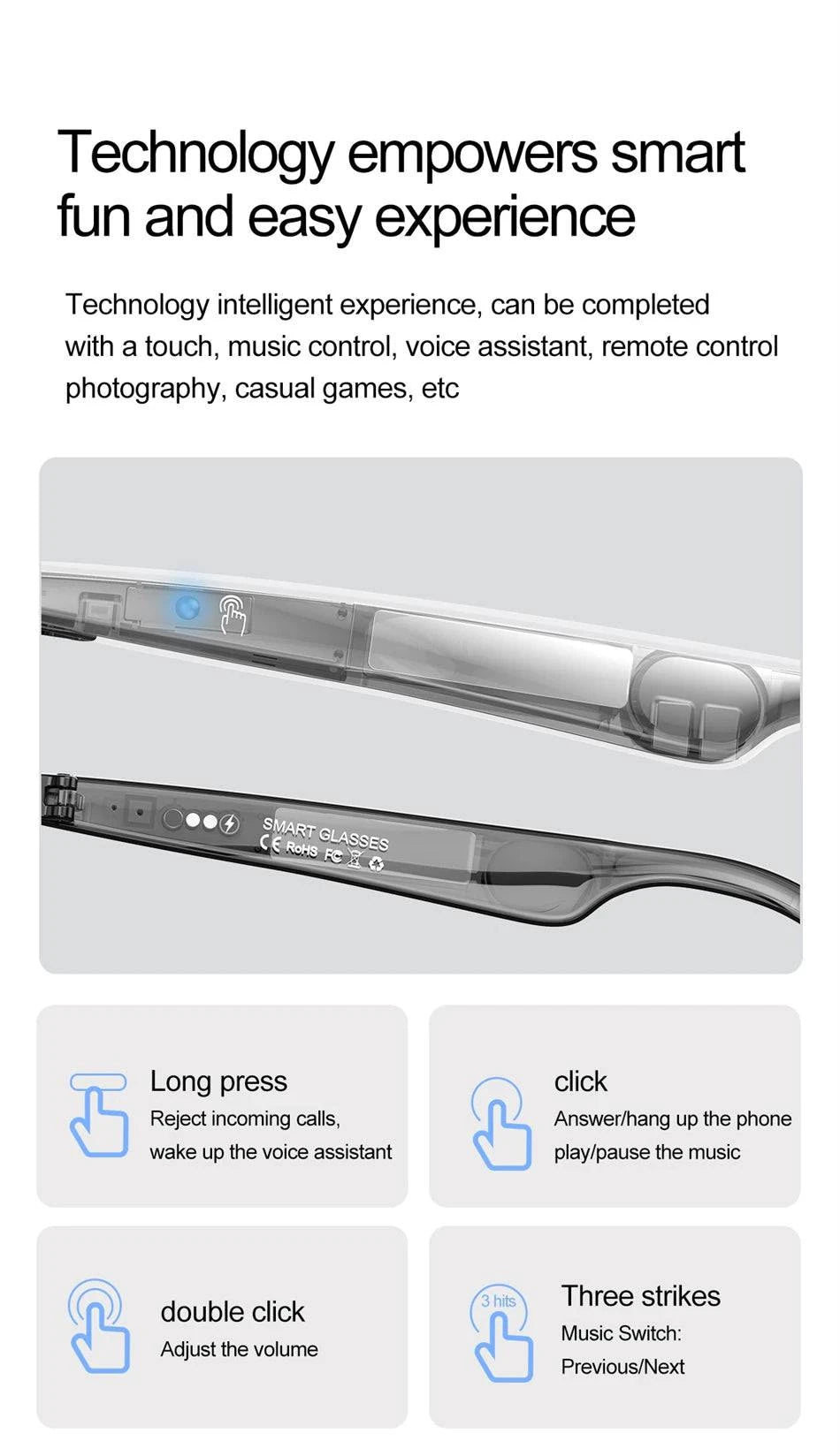 LYNHURD smart glasses for men with anti-blue lens, voice assistant, and intelligent translation features.