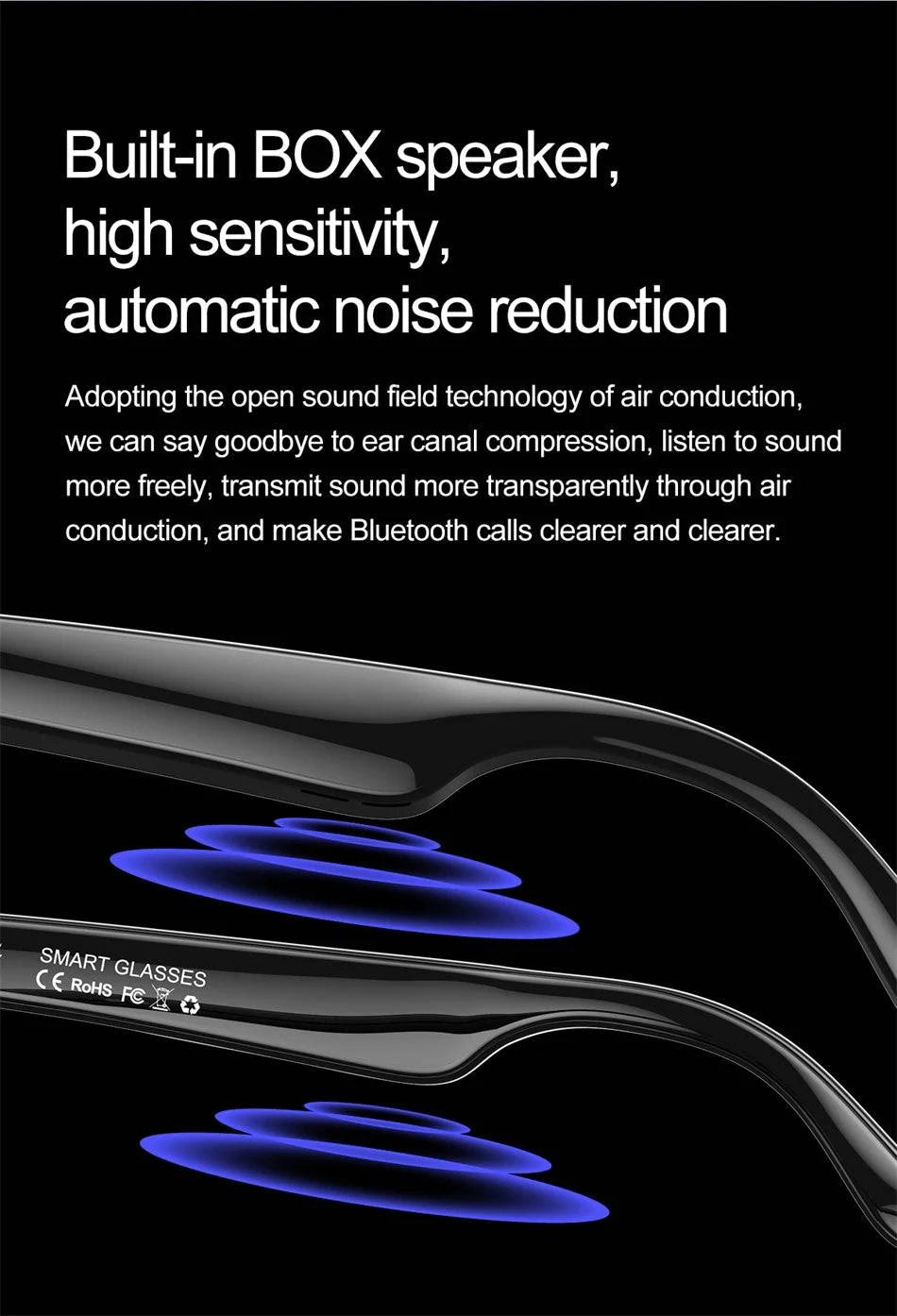 LYNHURD smart glasses for men with anti-blue lens, voice assistant, and intelligent translation feature.