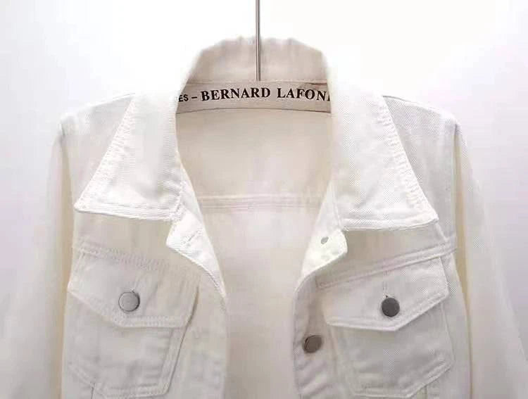 Pink denim jacket by LYNHURD! featuring a casual, loose fit, perfect for spring and autumn layering.