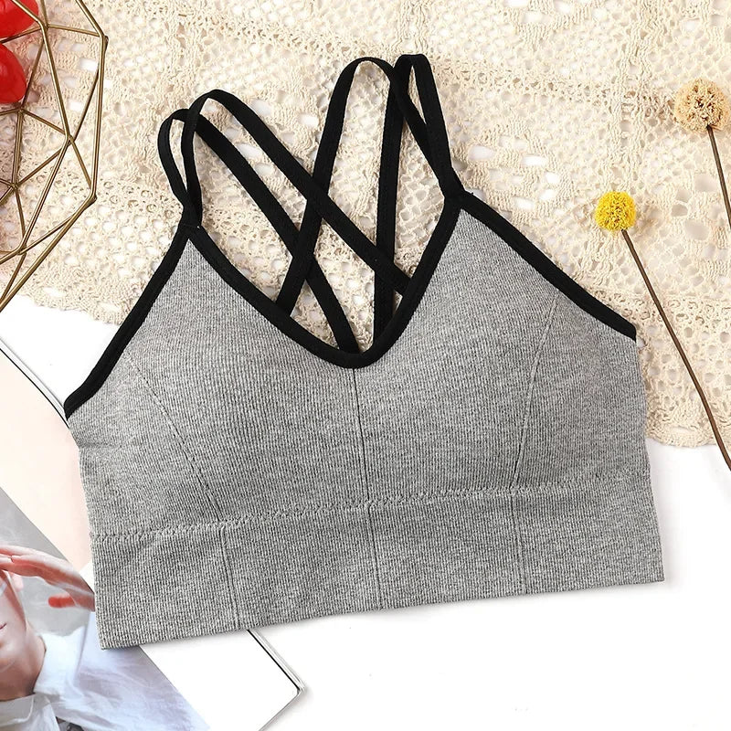 Women Push Up Bras Solid Color Crop Top Seamless Underwear Female Sexy Lingerie Padded Sport Fitness Bra