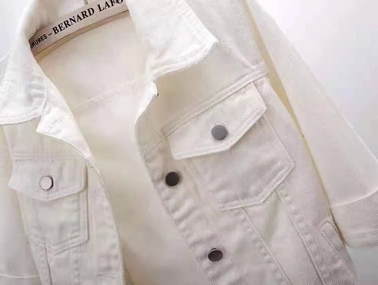 Pink denim jacket by LYNHURD, featuring a loose fit and casual style for women, perfect for spring and autumn wear.