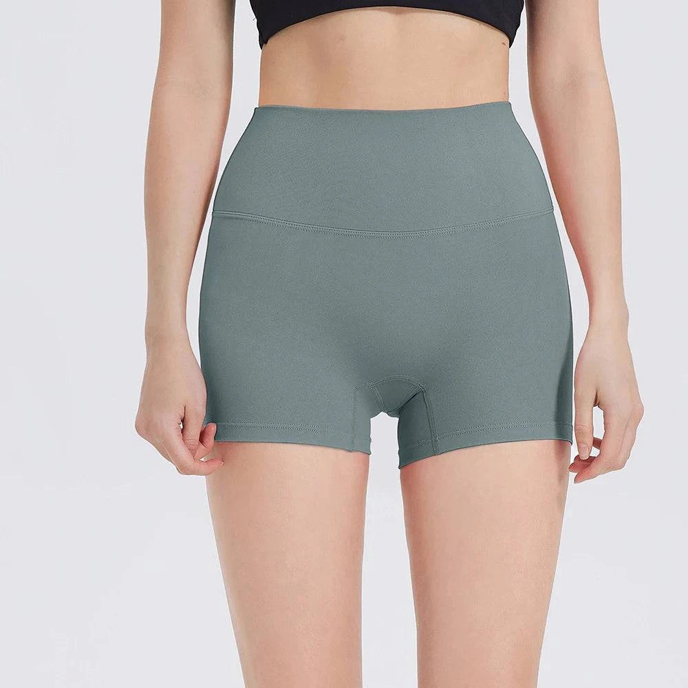High waist women’s yoga shorts by LYNHURD, slim fit design, ideal for gym, running, and biking activities.