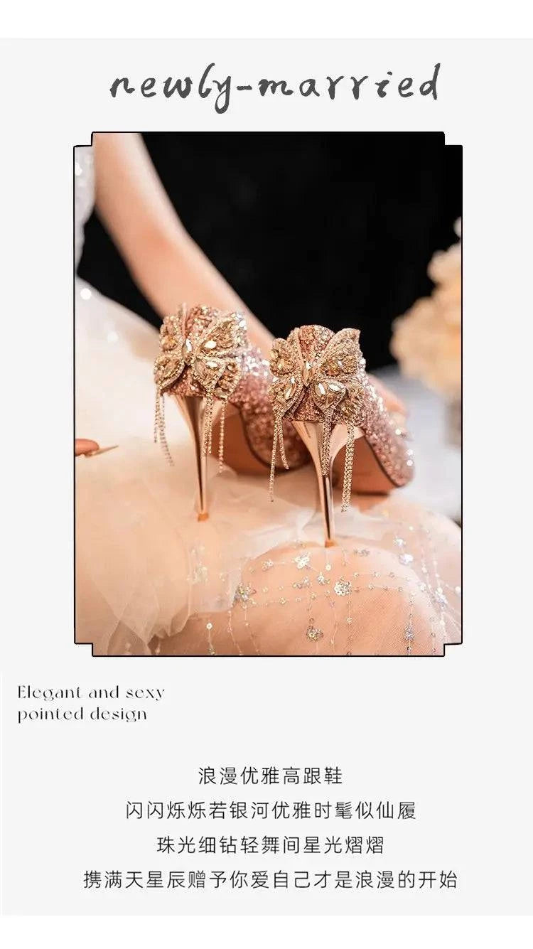 Silver high heels with a pointed toe and bow detail, featuring a shiny finish by LYNHURD for women’s casual wear.