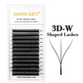 LYNHURD! W-shaped premade fans eyelash extensions in various dimensions, showcasing soft, lightweight individual lashes.