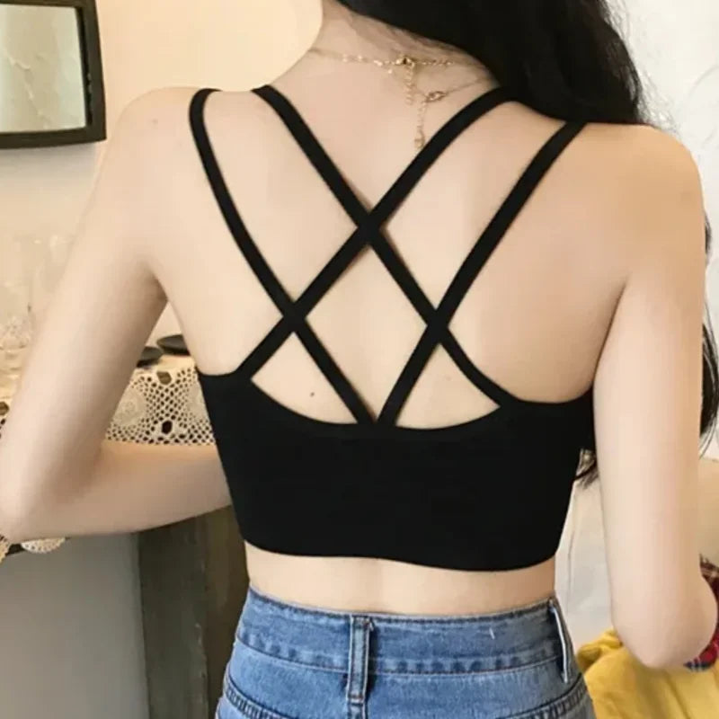 Women Push Up Bras Solid Color Crop Top Seamless Underwear Female Sexy Lingerie Padded Sport Fitness Bra