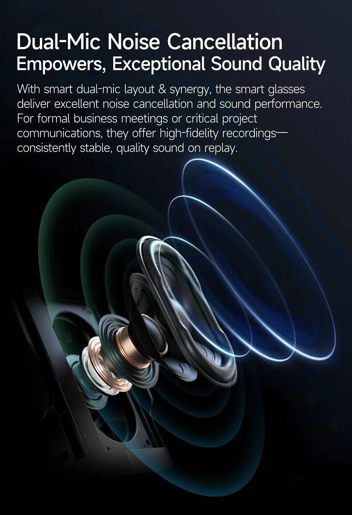 LYNHURD AI Smart Translation Glasses with 8MP camera and dual microphones for noise reduction and optical stabilization.