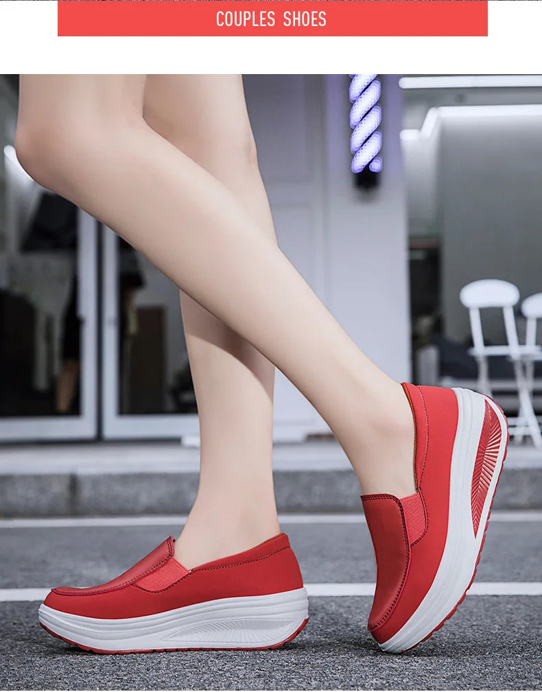 2026 Women's Shoes Spring Genuine Leather Soft Outsole Work Shoes Female Black Swing Woman Plus Size Wedges Single