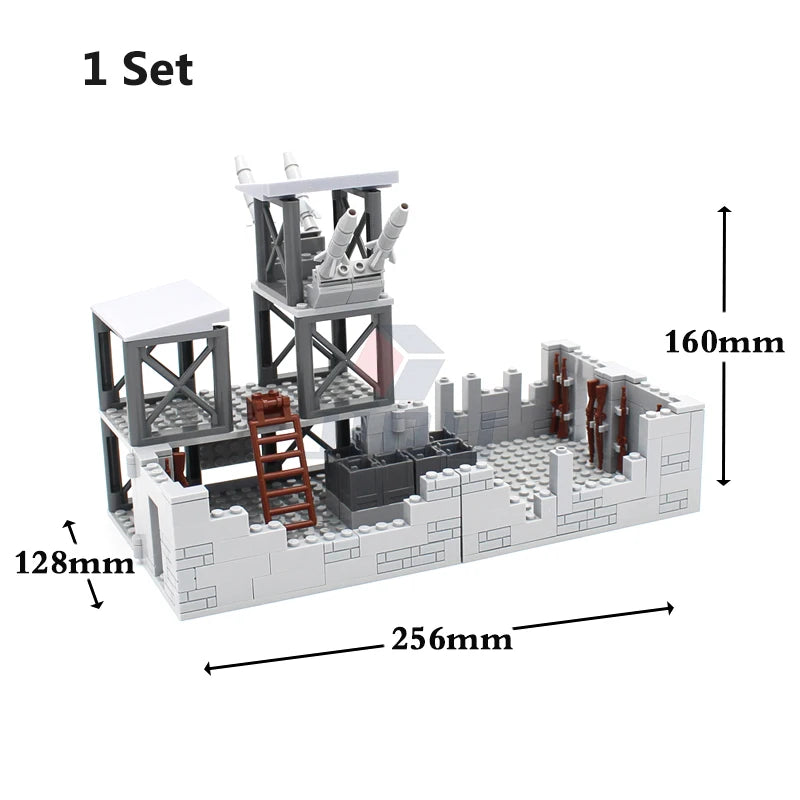 WW2 Military Base Soldiers Army Figures Weapon Accessories Building Block Guns Barbed Wire Sandbags PUBG Sence Series MOC Bricks