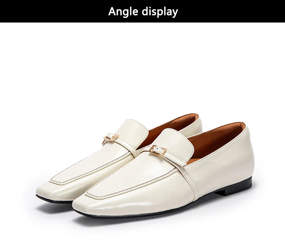 Women Shoes  Luxury Elegant Female Balance Shoes Square Toe Design Casual Ladies Low Heel Soft Soled Leather Shoes