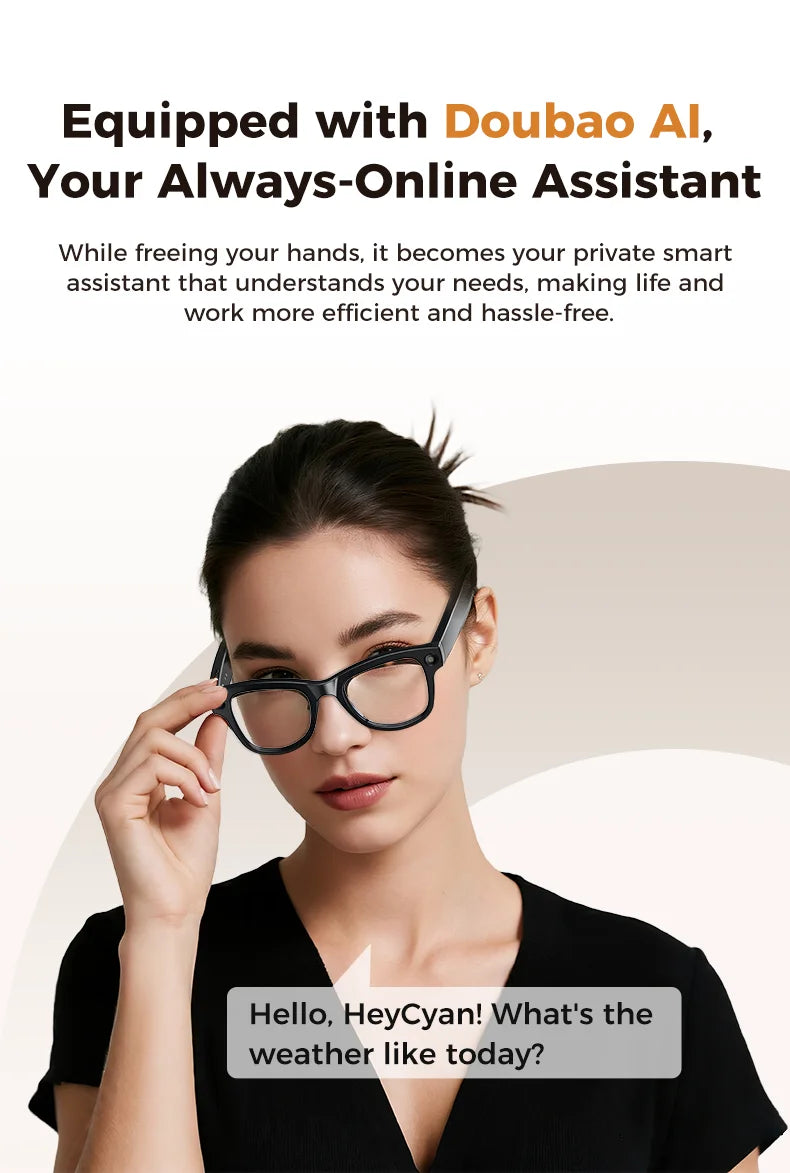 LYNHURD 4K AI smart camera sunglasses with voice control and Bluetooth, featuring HD1080P shooting and sleek design.