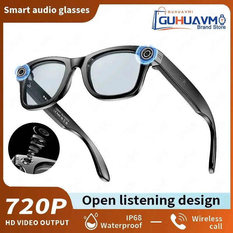 LYNHURD smart glasses with Bluetooth, camera, and AI features for video recording and language translation.