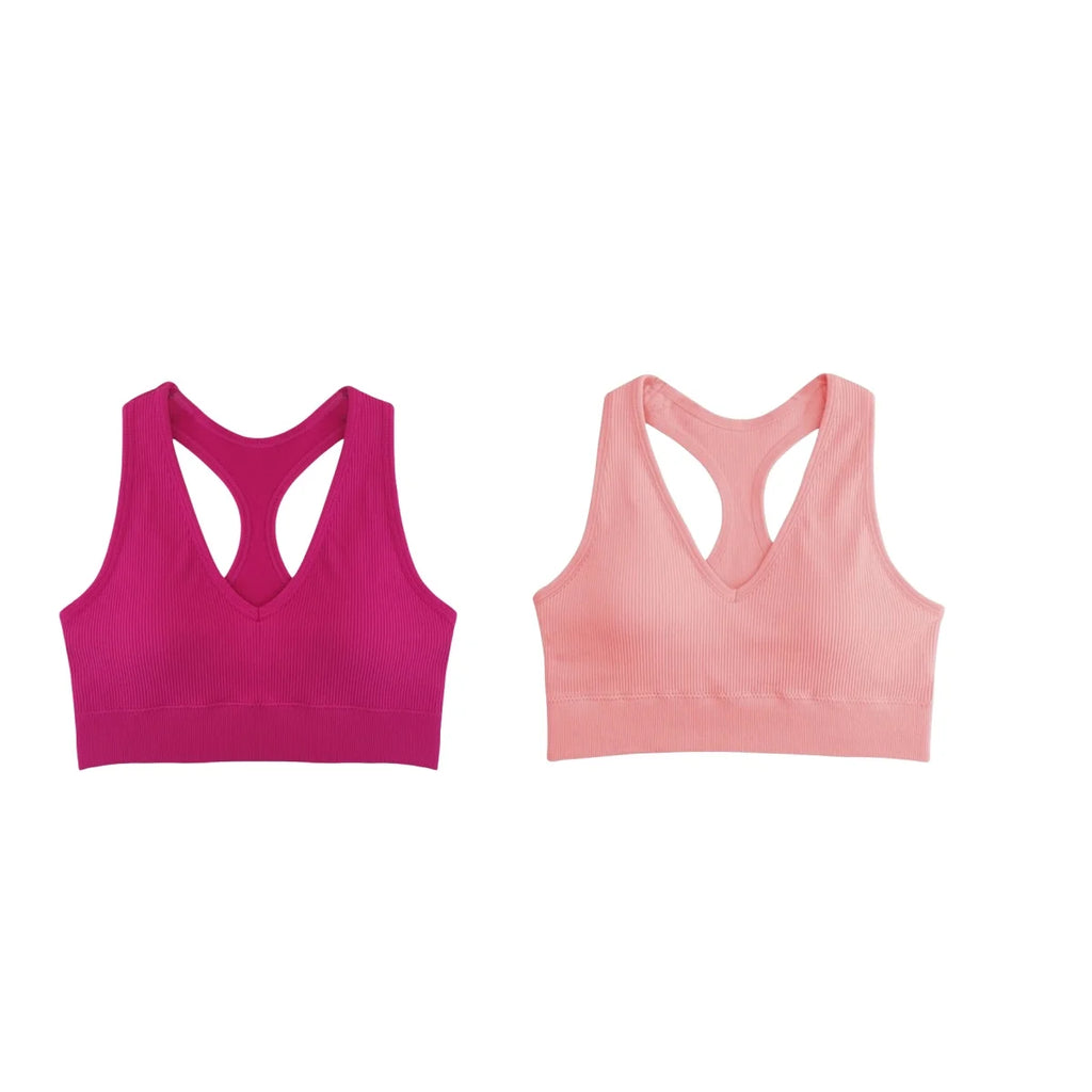 2Pcs/Set Seamless Bras For Women Sports Padded Seamless Underwear Y-Shaped Back Wireless Bra Breathable Lingerie