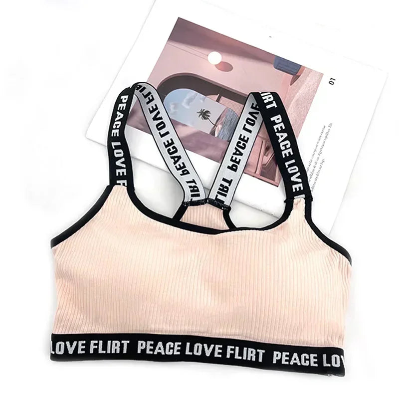 Women's Sports Bra Push Up Fitness Bra Yoga Bra Sport Underwear Running Gym Fitness Tops Black White Letters Seamless Underwear