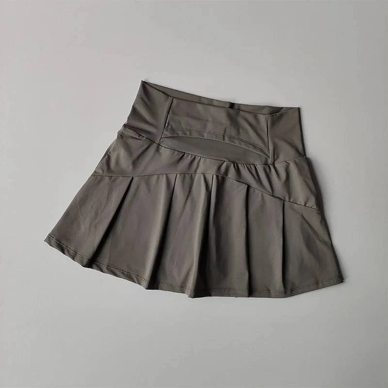Women's high waist sports short skirt in black, perfect for yoga, running, tennis, and golf by LYNHURD!