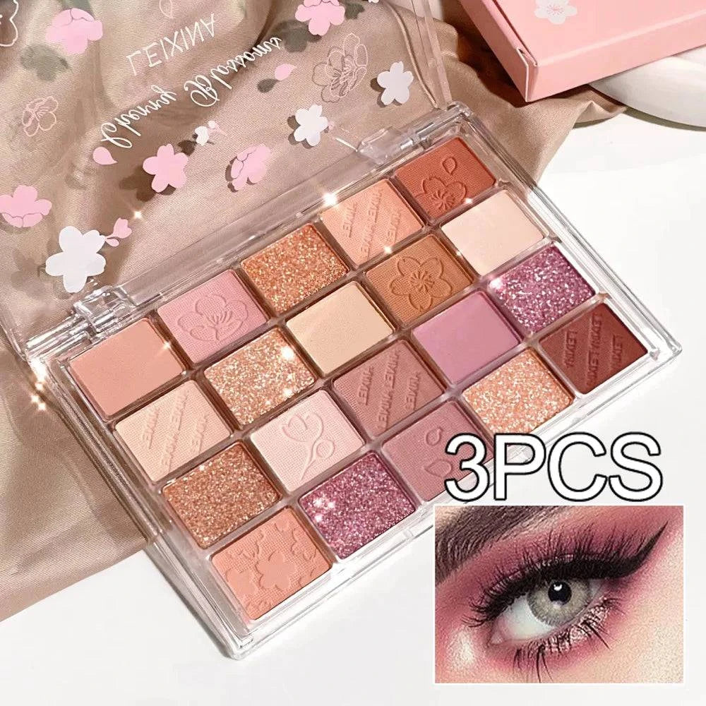 20-color eyeshadow palette by LYNHURD! featuring glitter, shimmer, and matte finishes for vibrant eye looks.