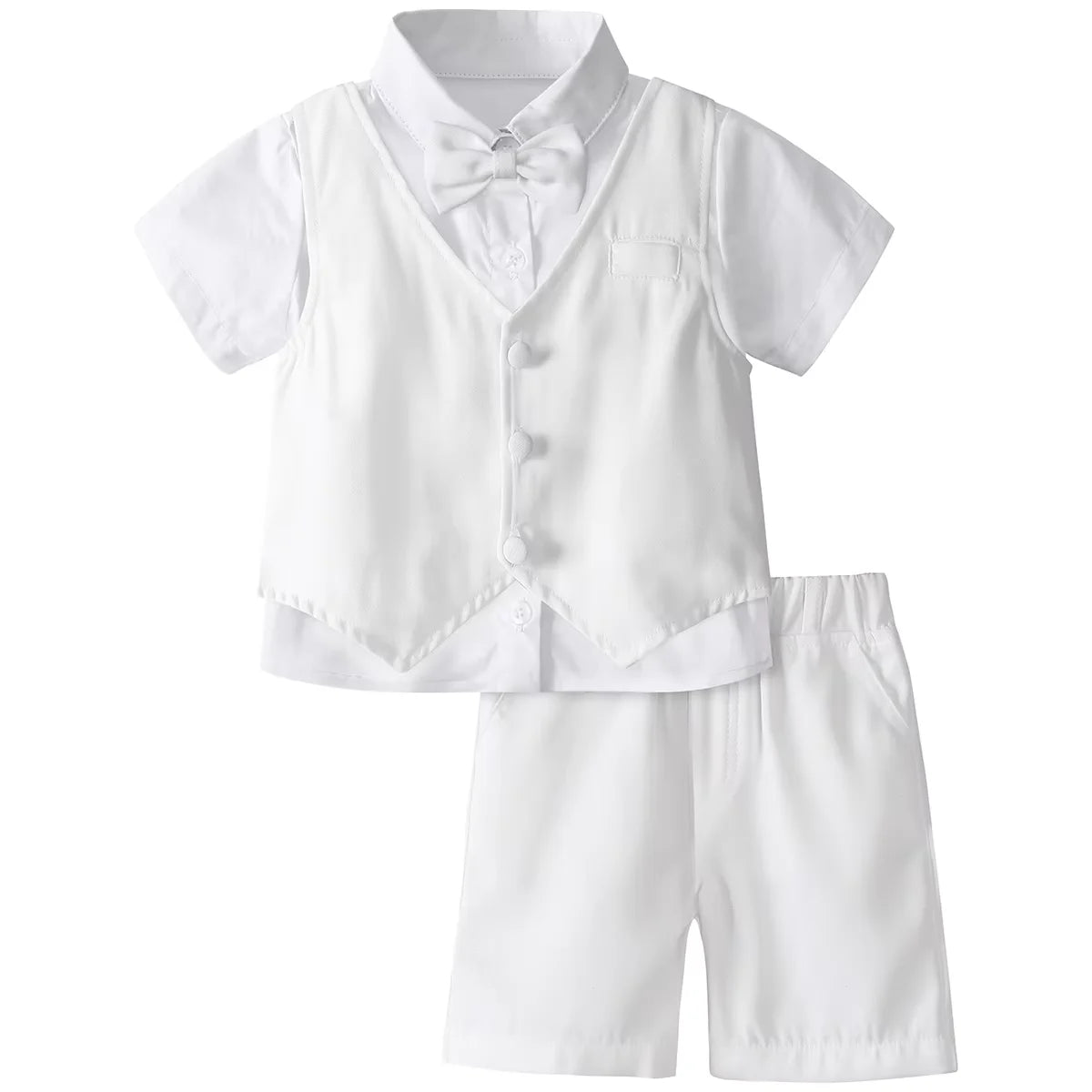 Baby Boy Clothes Toddler Wedding Suit Set Kids Birthday Party Outfit Gemtleman Formal Short Sleeve Cotton Clothing Set 3PCS
