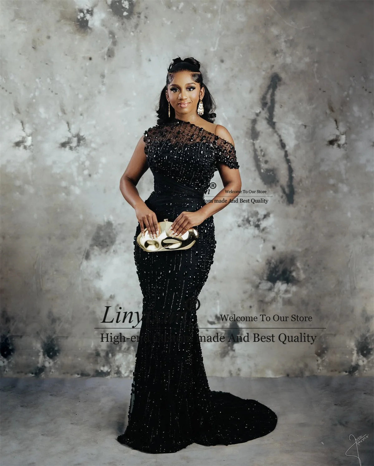 Aso Ebi Mermaid Prom Dresses Luxury Sequined Beaded Crystal  Women Evening Gowns Long Off Shoulder Customized Party Gala Dress