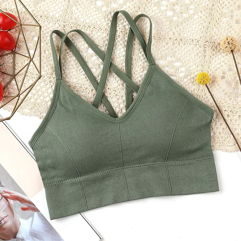 Women Push Up Bras Solid Color Crop Top Seamless Underwear Female Sexy Lingerie Padded Sport Fitness Bra