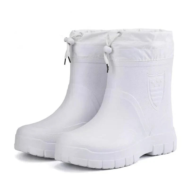 LYNHURD 2025 men's waterproof ankle winter boots with thick non-slip sole, ideal for outdoor fishing and cold weather.