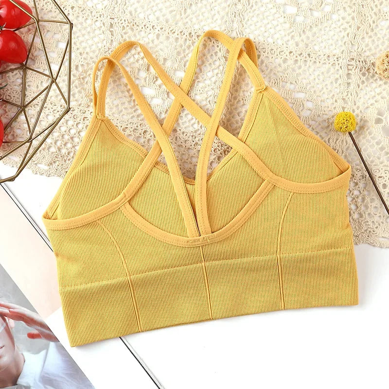 Women Push Up Bras Solid Color Crop Top Seamless Underwear Female Sexy Lingerie Padded Sport Fitness Bra