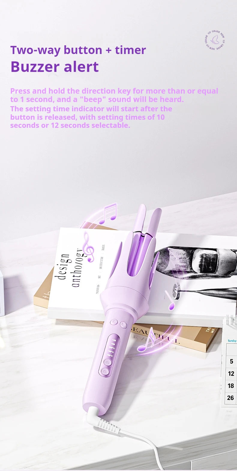 Automatic Curling Iron 4 in 1 Hair Styler 32MM Curling Wand with Negative Ion Auto Rotating Hair Curler for Waves Straightening