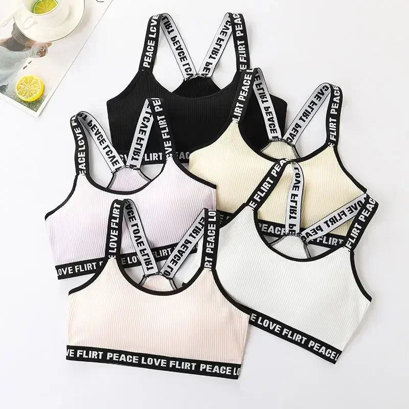 Women's Sports Bra Push Up Fitness Bra Yoga Bra Sport Underwear Running Gym Fitness Tops Black White Letters Seamless Underwear