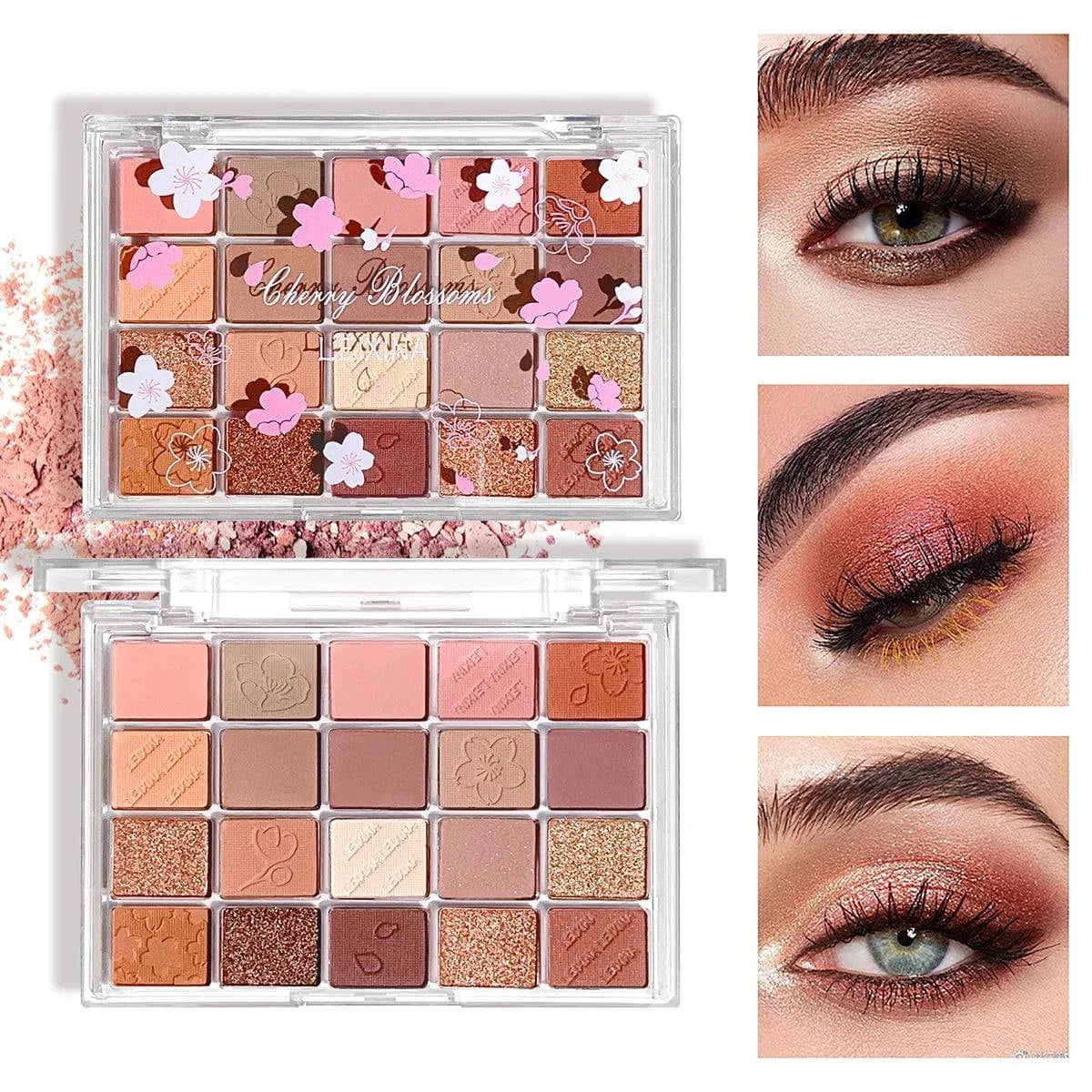 20-color LYNHURD! eyeshadow palette featuring glitter, shimmer, and matte finishes for versatile eye makeup looks.