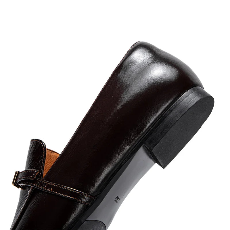 Women Shoes  Luxury Elegant Female Balance Shoes Square Toe Design Casual Ladies Low Heel Soft Soled Leather Shoes